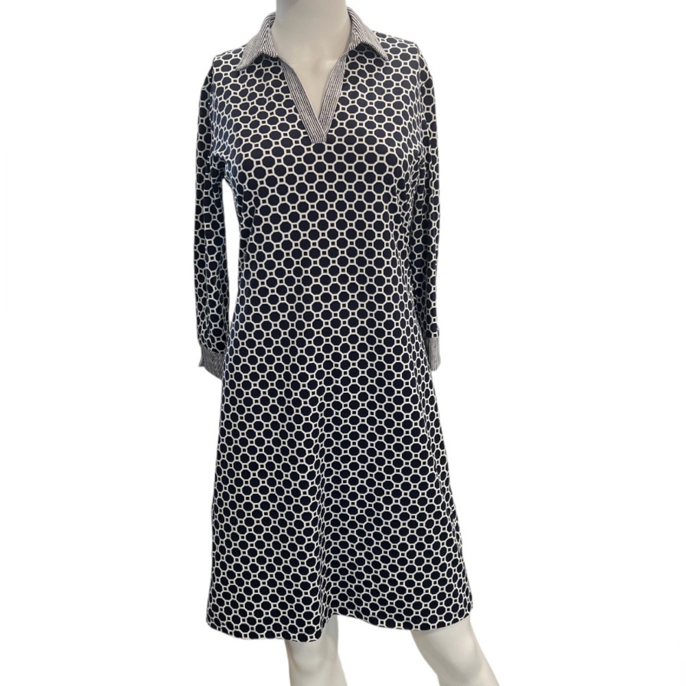J. McLaughlin Navy and White Geometric Catalina Cloth Dress Size XS